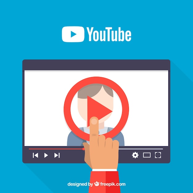 Lecteur youtube dans l'appareil avec un design plat Vecteur gratuit