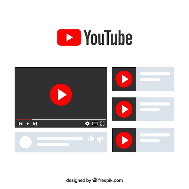 Lecteur youtube avec un design plat Vecteur gratuit