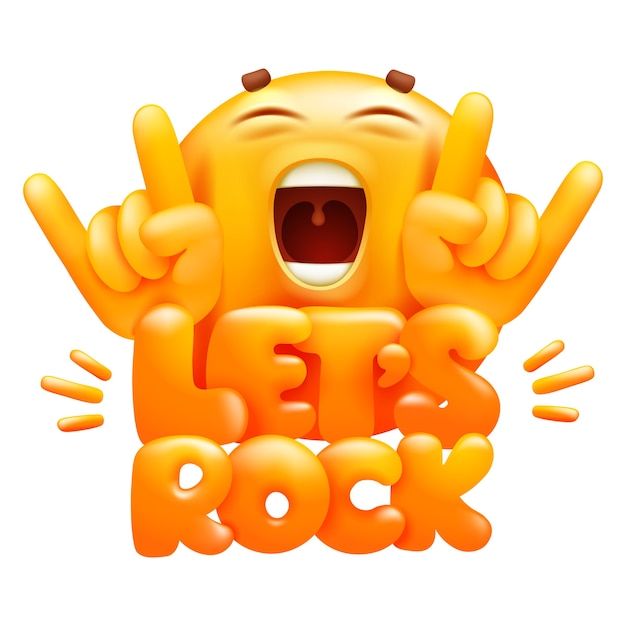 Lets Rock Autocollant Web Personnage De Dessin Animé Emoji Jaune