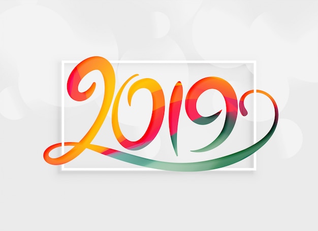 Lettrage créatif 2019 dans un style coloré Vecteur gratuit