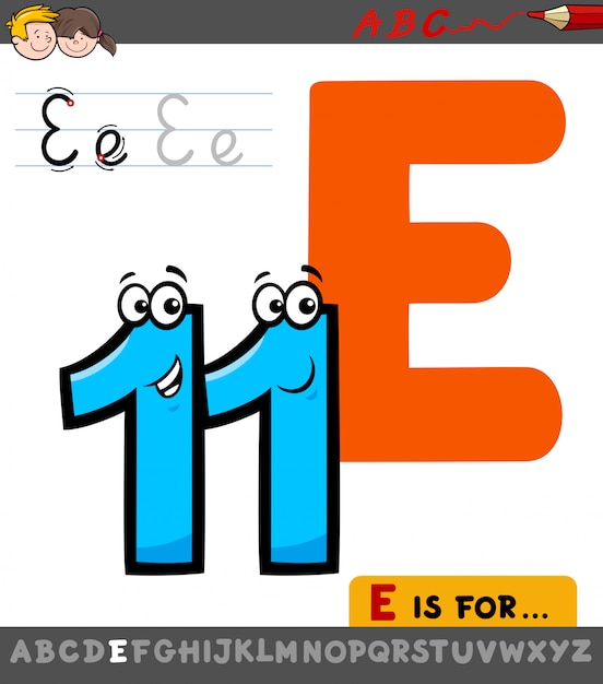 Lettre E De Alphabet Avec Num ro De Dessin  Anim  Onze  