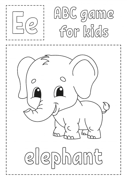 la lettre e est pour l elephant jeu abc les enfants coloriage de alphabet vecteur premium masque chat