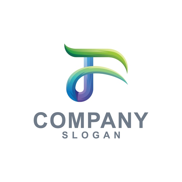 Lettre f logo dégradé couleur Vecteur Premium