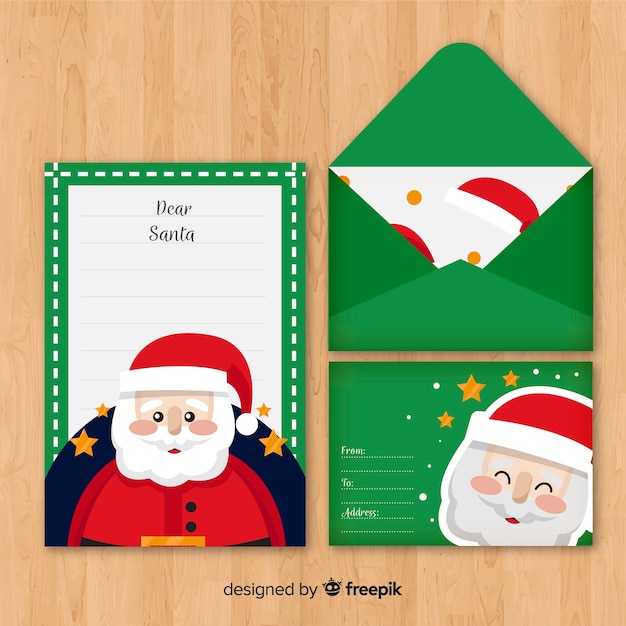 Lettre De Noël Et Enveloppe Avec Le Père Noël Télécharger