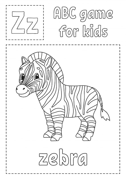 La Lettre Z Est Pour Le Zebre Jeu Abc Pour Les Enfants Coloriage De L Alphabet Vecteur Premium