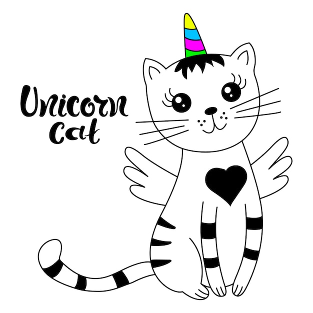 Licorne De Chat Mignon Vecteur Premium