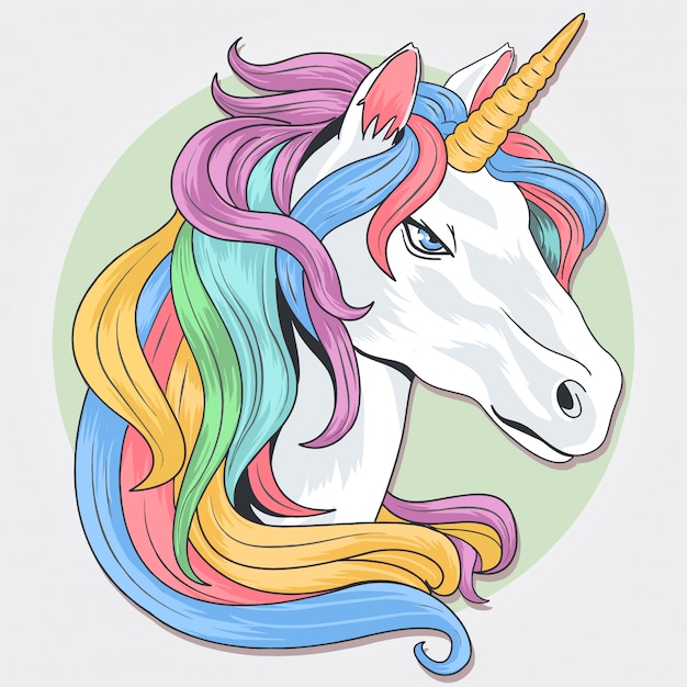 Licorne cheveux Vecteur Premium