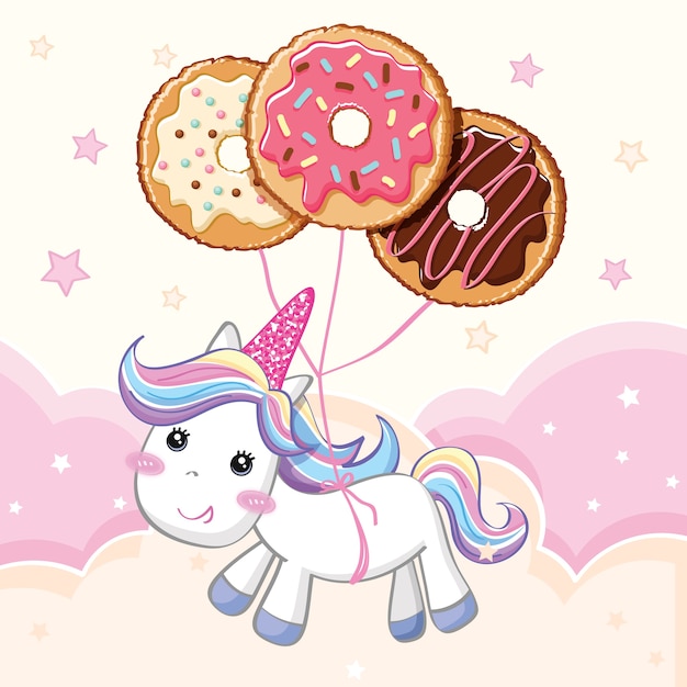 Licorne Avec Fond De Ballon De Donut Foil Télécharger Des