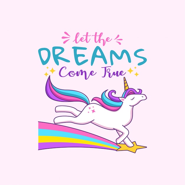 Licorne Mignonne Citations Inspirantes Pour Les Enfants Vecteur Premium