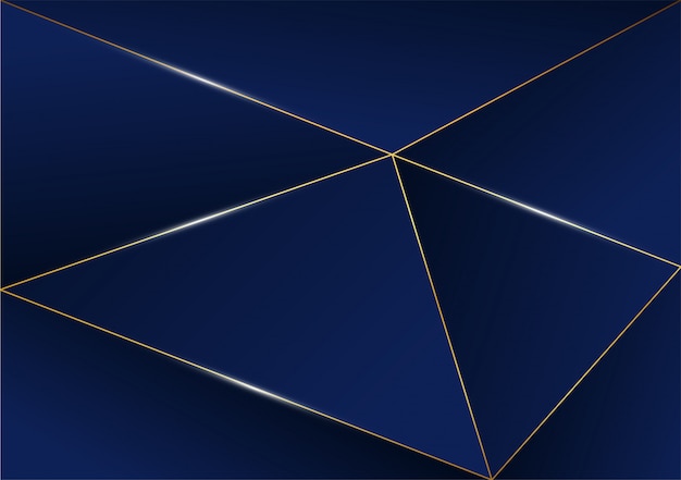 Ligne de luxe doré motif abstrait polygonale avec bleu foncé Vecteur Premium
