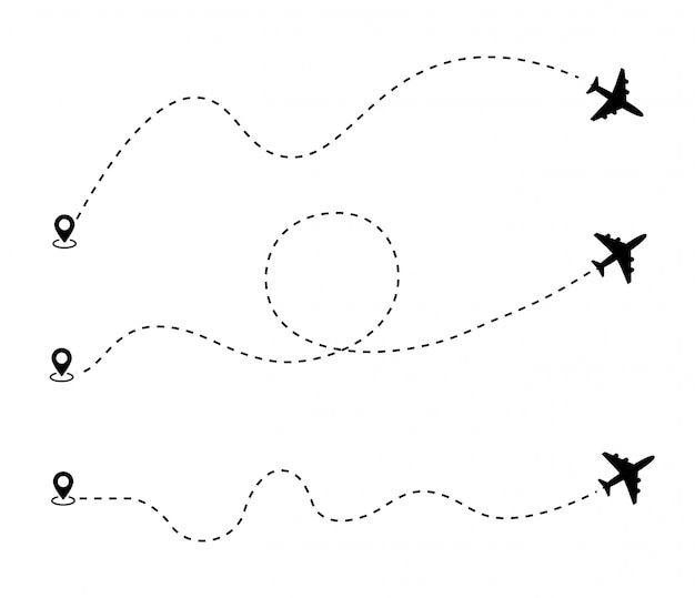 Ligne De Route En Pointille Avion Vecteur Premium