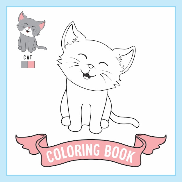 Livre De Coloriage Animaux Chat  Vecteur Premium