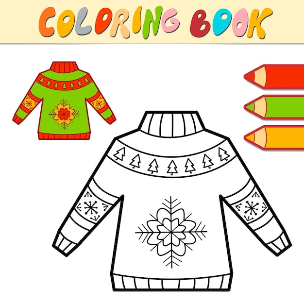 Livre De Coloriage Ou Page Pour Les Enfants. Pull De Noël Illustration