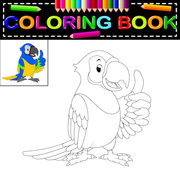 Livre De Coloriage Perroquet Vecteur Premium