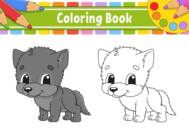 Livre De Coloriage Pour Les Enfants Caractere Gai Illustration De Couleur De Vecteur Vecteur Premium