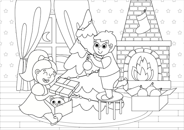 Livre De Coloriage Pour Enfants Avec Des Enfants Mignons Décorant Le