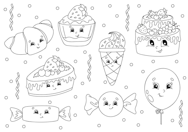 Livre De Coloriage Pour Les Enfants Theme De Joyeux Anniversaire Vecteur Premium