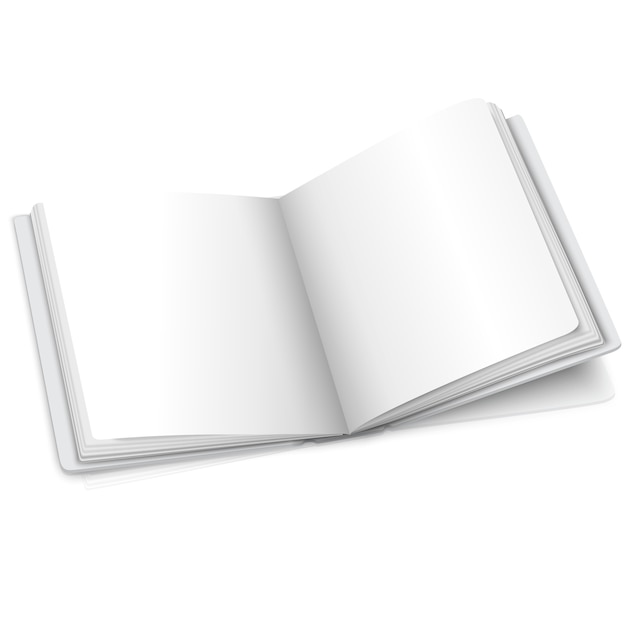 Livre Ouvert Ou Album Photo De Vecteur Blanc Vierge Pour Vos Messages Concepts De Conception Photos Etc Vecteur Premium