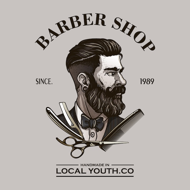 Logo de barbier Vecteur Premium