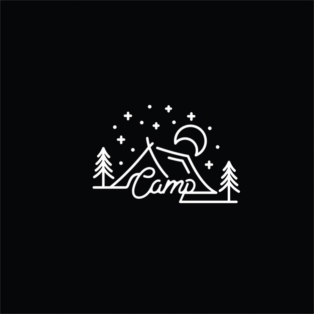 Logo de cam line art Vecteur Premium