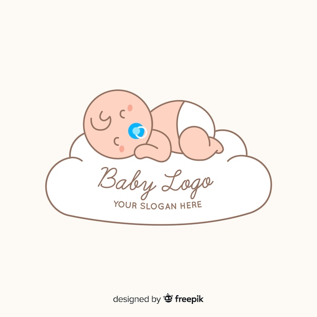 Logo Du Bebe Qui Dort Vecteur Premium