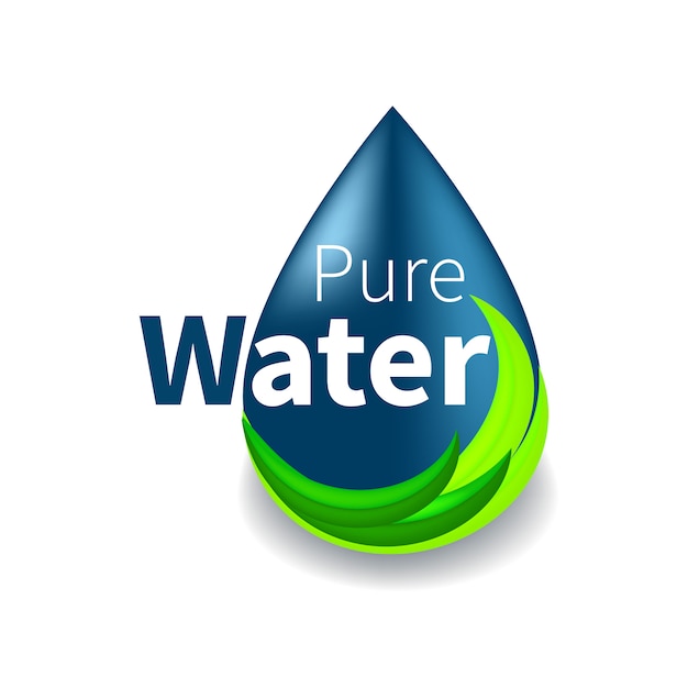  Logo  De L eau  Pure Symbole De Goutte Bleue Et Ligne  Verte 
