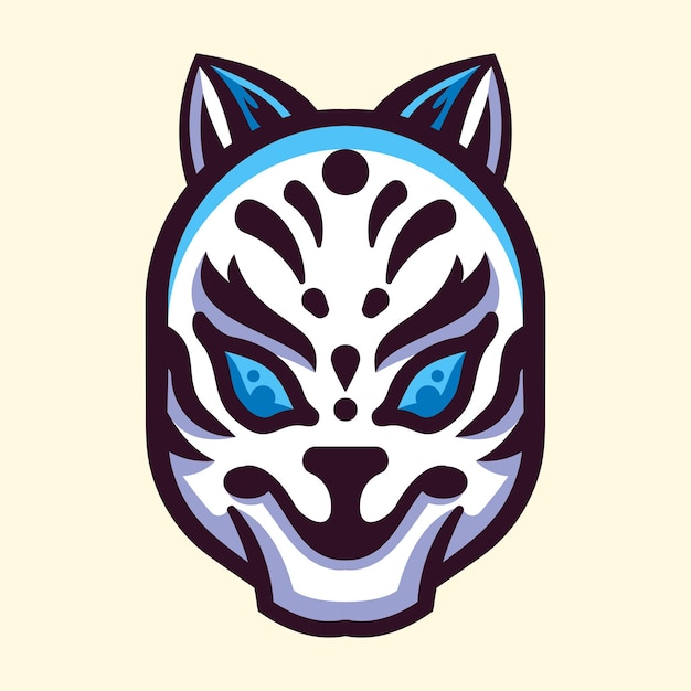 Logo Du0027illustration De Masque De Kitsune Japonais  Vecteur Premium