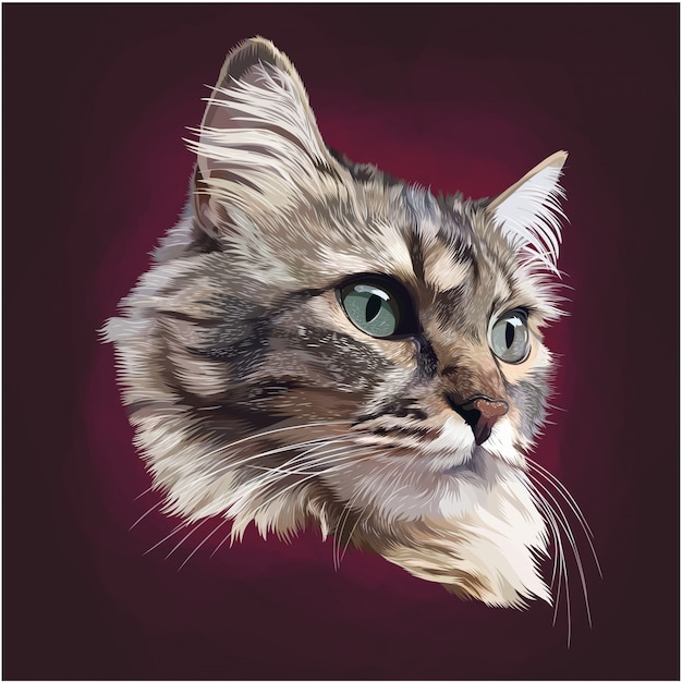 Logo De Mascotte Tete De Chat Realiste Vecteur Premium