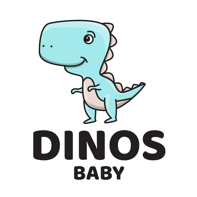 Logo Mignon Bebe Dinosaure Vecteur Premium