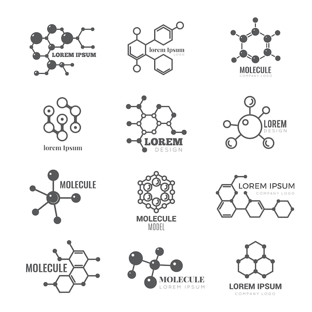 Logo Moleculaire Chimie Molecule D Adn Structure Scientifique Atome Entreprise Marque Vecteur Concept Vecteur Premium