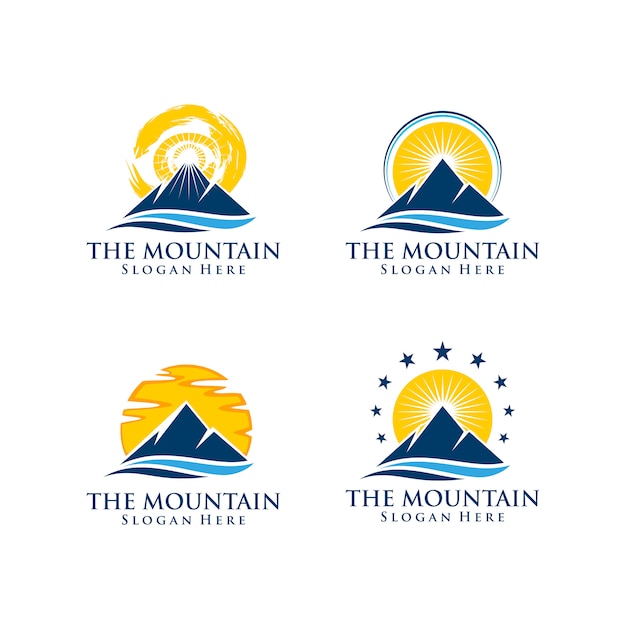 Logo De La Montagne Avec Le Concept De Soleil Et Détoile