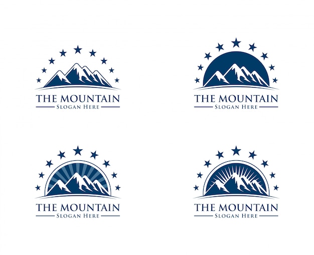 Logo De La Montagne Avec Le Concept De Soleil Et Détoile