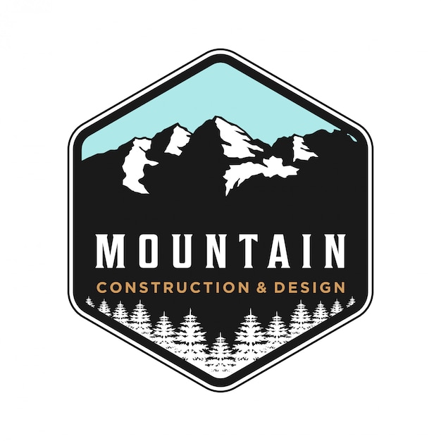 Logo de montagne en plein air pour le camping et l'aventure Vecteur Premium