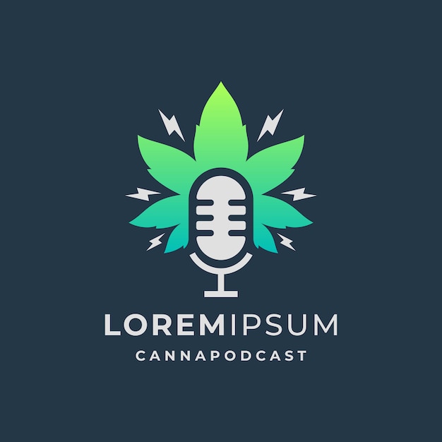 Logo De Podcast Avec Modèle De Feuille De Cannabis | Vecteur Premium