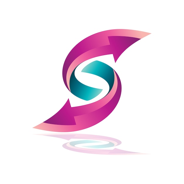 Logo s double flèche initiale Vecteur Premium