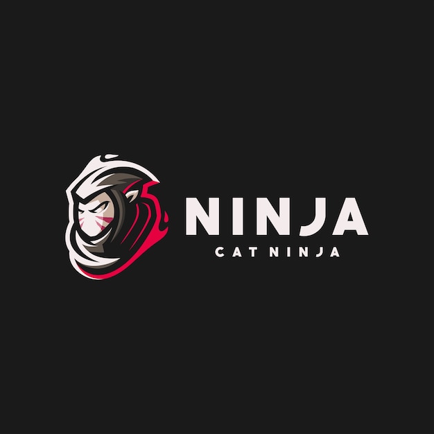 Logo De Sport De Jeu De Chat Ninja Vecteur Premium