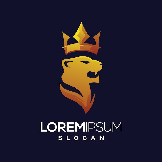 Logo tigre couronne gradient logo création Vecteur Premium