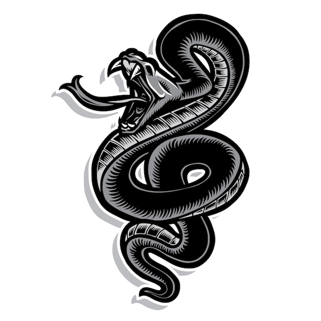 Logo Vectoriel De Tatouage De Serpent Vecteur Premium