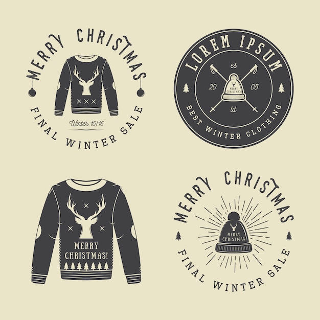 Logo Vintage De Magasin De Vetements De Joyeux Noel Ou D Hiver Embleme Insigne Etiquette Et