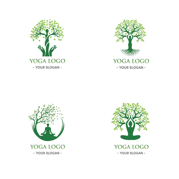  Logo  Yoga Yoga Arbre Naturel Et D tente Femme Vecteur 