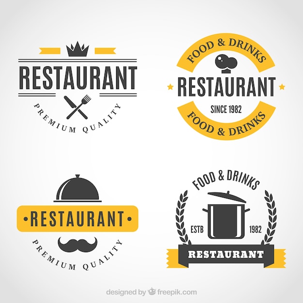 Logos Classiques Pour Restaurants Gastronomiques Vecteur Premium