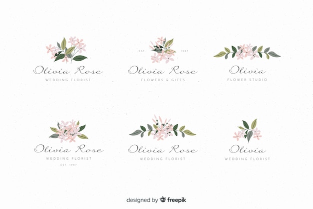 Logos de fleuriste de mariage colorés Vecteur gratuit