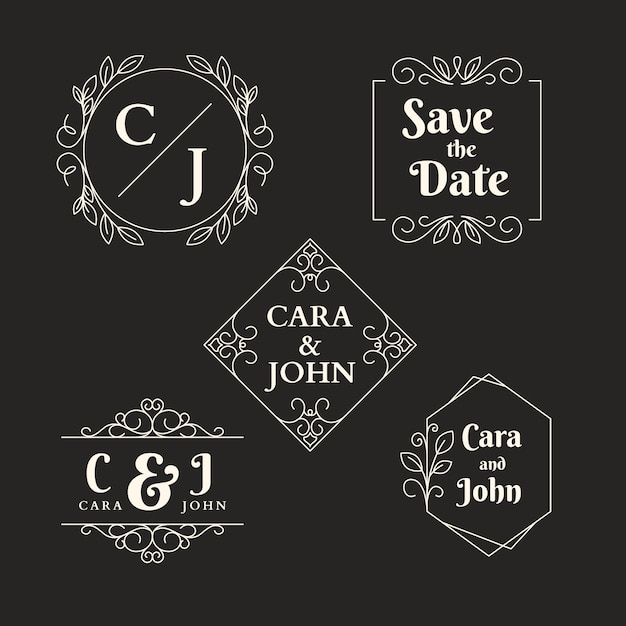 Logos De Mariage Design L Gant Vecteur Gratuite