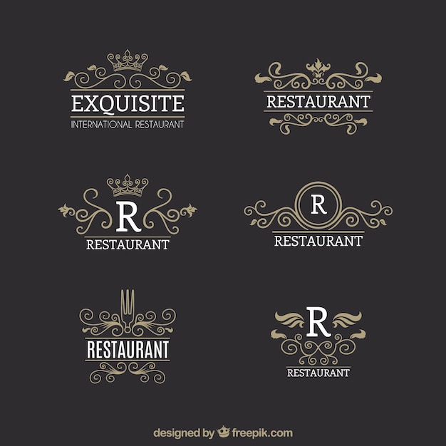 Logos Vintage Pour Les Restaurants Gastronomiques Vecteur Gratuite