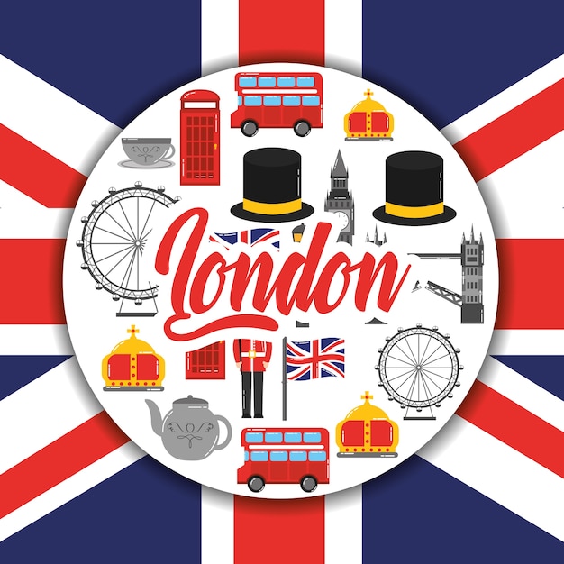 Londres Angleterre Toruism Voyage Embleme Symbole Vecteur Premium