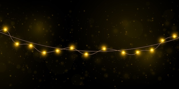 Lumières De Noël Jaunes, éléments De Conception Réalistes. Vecteur Premium
