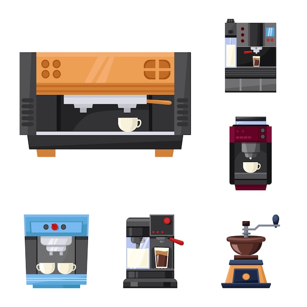 Machine à Café Vector Cartoon Icon Set.vector Machine ...