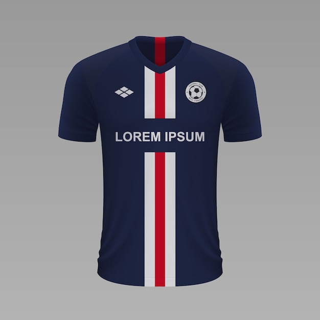 Maillot De Football Realiste Paris Psg Modele De Maillot Pour Kit De Football Vecteur Premium