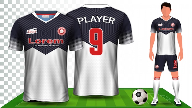 Maillot de soccer, maillot de sport ou modèle de présentation d'uniforme de kit de football. Vecteur Premium