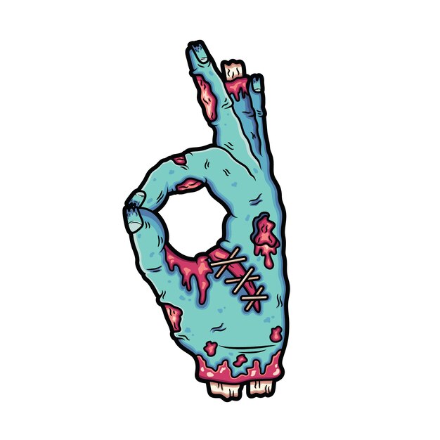 Des mains de zombies cassées font une signature, d'accord. Vecteur Premium